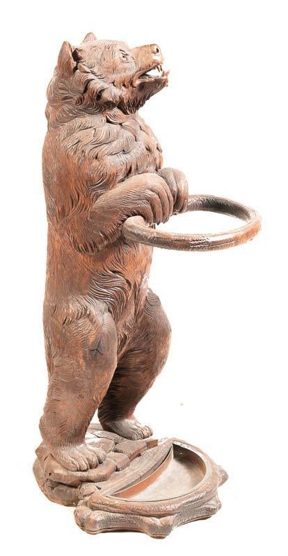 Bogorodsk-Style Carved Bear Cane Stand 