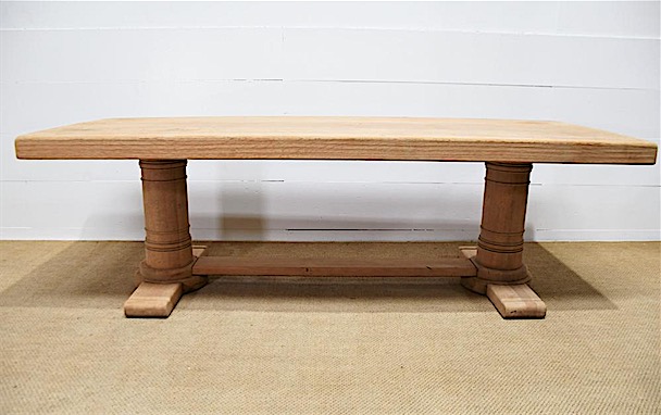 French Bleached Oak Trestle Dining Table