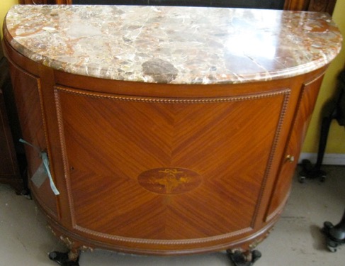 Antique French Marble-Top Demilune Table