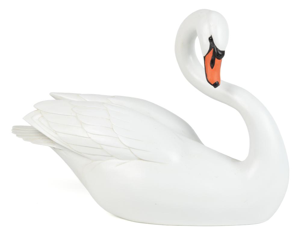 <b>Carved Mute Swan</b><br>approx. 13 tall x 18 long inches<br>contemporary; Cambridge, MD