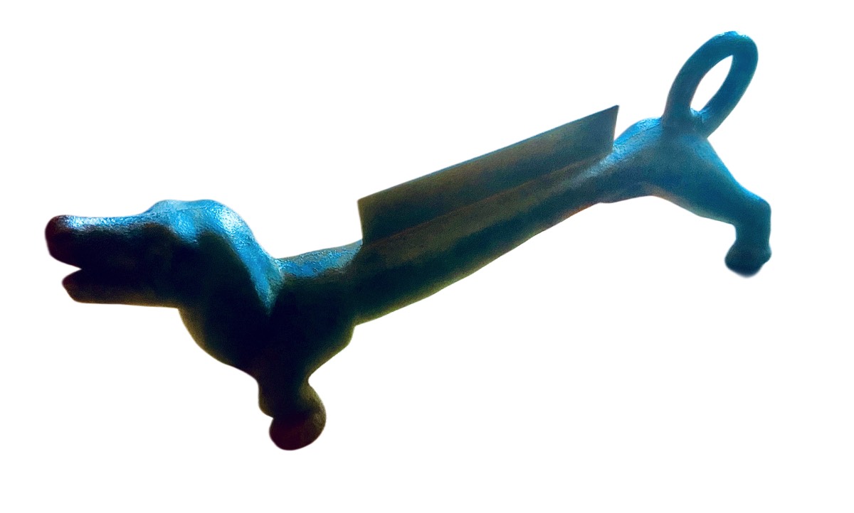 <b>Weiner Dog Bootscrape</b><br>cast iron; circa 1900 