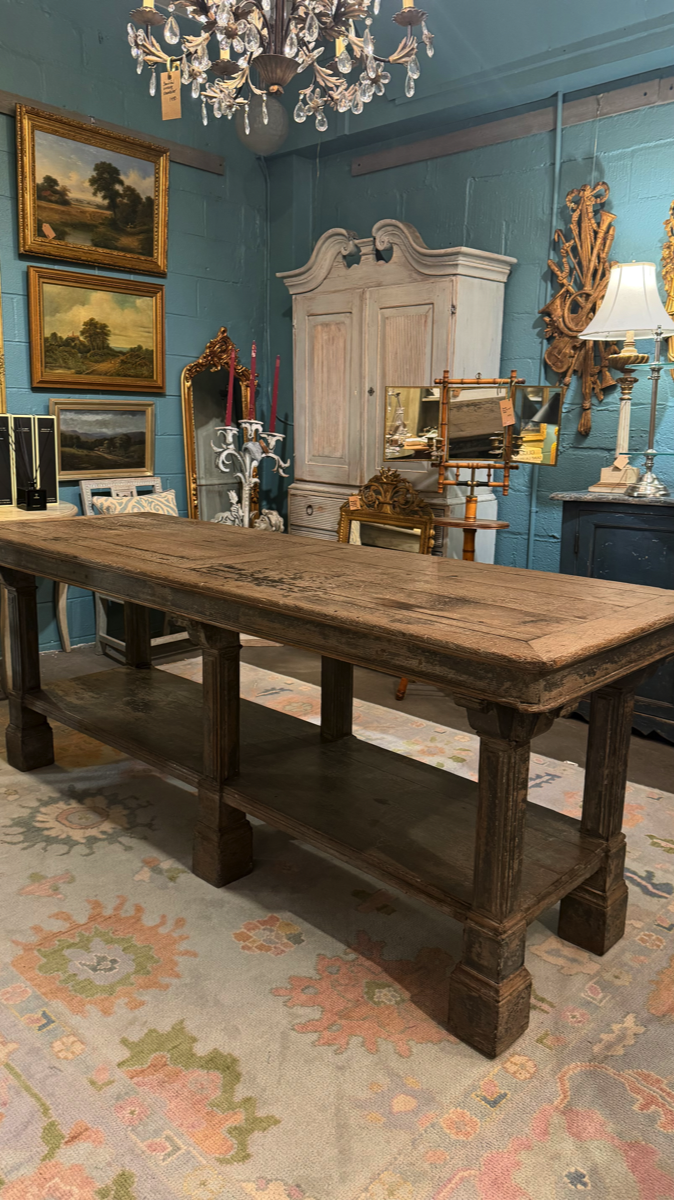 <b>French Oak Drapers Table</b><br>approx. 32 tall x 88 long x 29.5 deep inches<br>circa 19th cen., France
