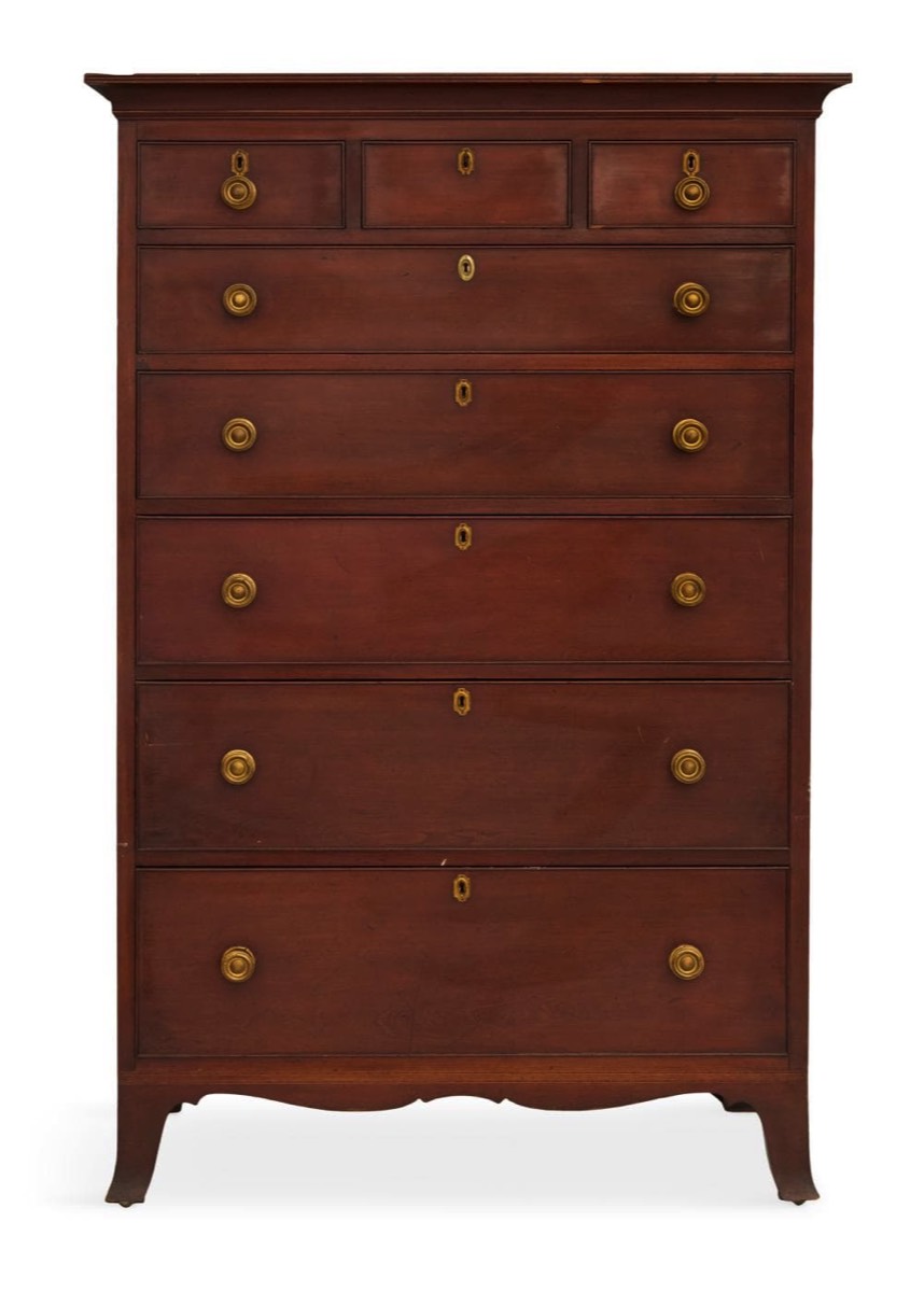 <b>Early American Cherry Tall Chest</b><br>approx. 66 tall x 42.5 wide x 22.5 inches<br>circa late-1700s, Pennsylvania