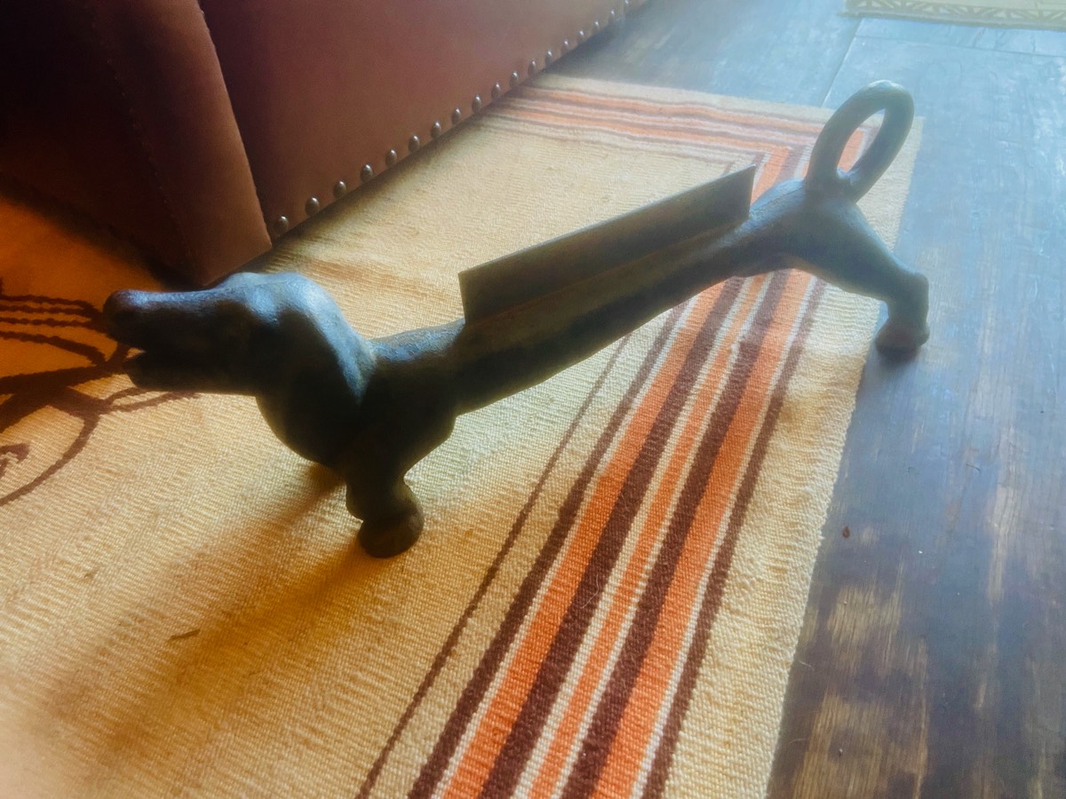 <b>Weiner Dog Bootscrape</b><br>cast iron; circa 1900
