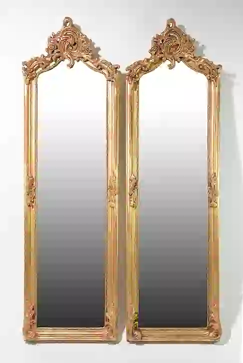 <b>Giltwood Beveled Mirrors</b><br> approx. 66 T x 19.5/each inches<br> circa 20th cen. 