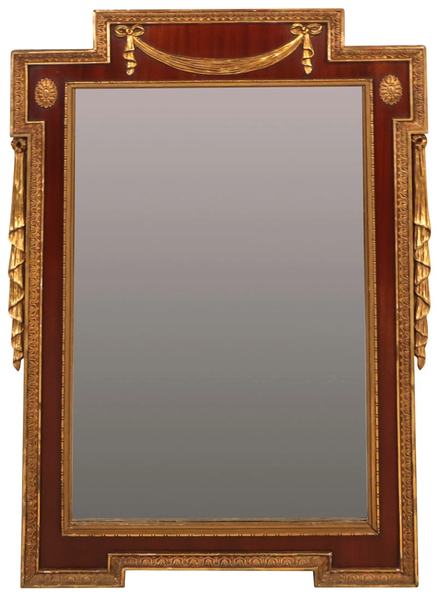 <b>Neoclassical Parcel-Gilt & Mahogany Mirror</b><br>approx. 39 T x 25.5 inches 