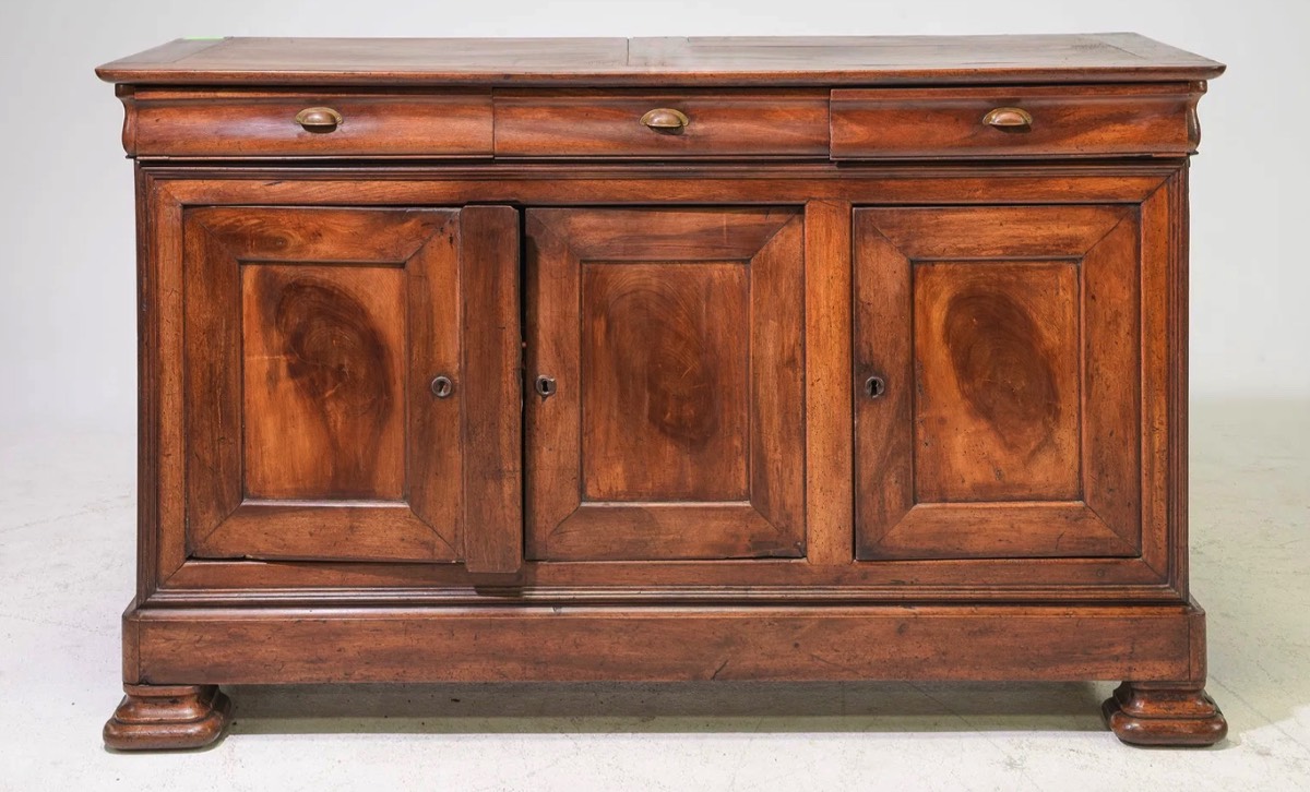 <b>Louis Philippe-Style Walnut Sideboard</b><br>approx. 40 T x 65 L x 24 D inches <br>circa early-20th cen., France 