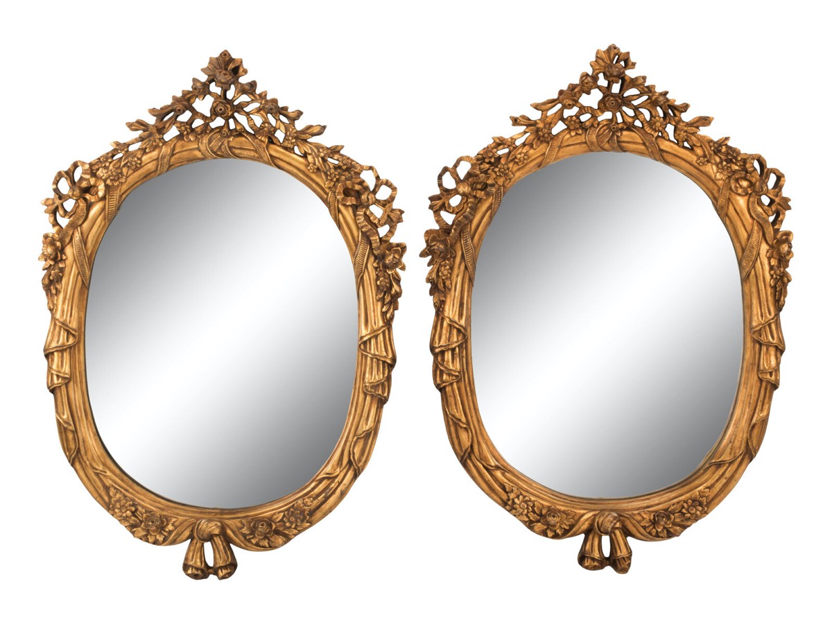 <b>Louis XV-Style Giltwood Mirrors</b><br> approx. 48 x 35 inches<br> circa 20th cen. 