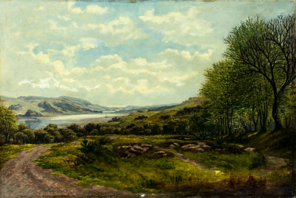 <b>European School Landscape (unframed) o/c</b><br> approx. 18 x 27 inches<br> circa 19th cen., Europe 