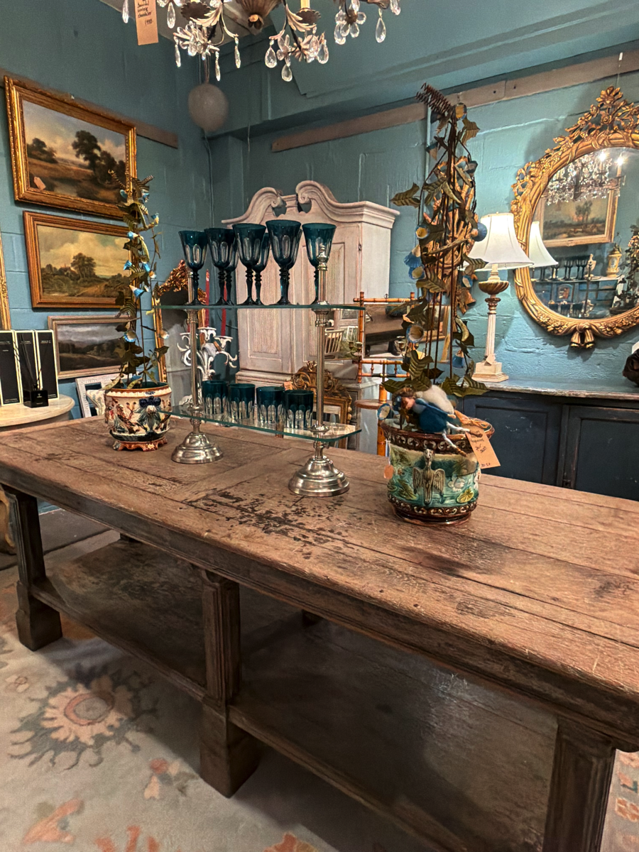 <b>French Oak Drapers Table</b><br>approx. 32 tall x 88 long x 29.5 deep inches<br>circa 19th cen., France