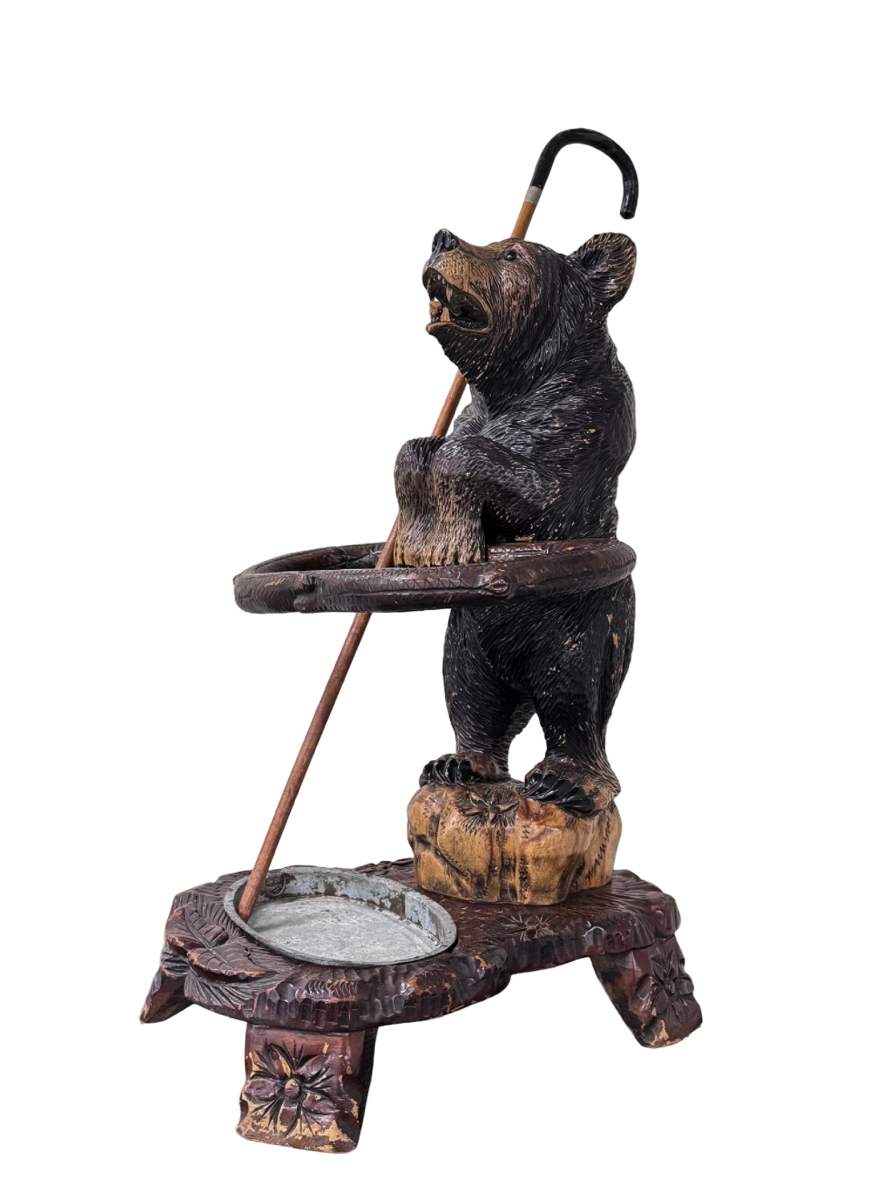 <b>Blk Forest Umbrella Stand</b><br> approx. 28” tall<br> circa early-20th cen.