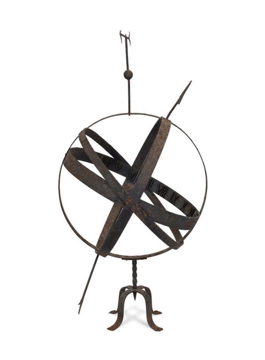 <c><b>French Cast Iron Armillary</b><br>  approx. 47 T x 24 diam. inches <br> circa 20th cen., France </c>