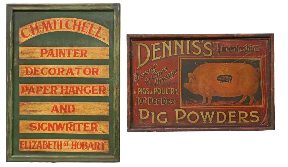 <b>Repro English Trade Signs</b><br> approx. 39 x 27.75 (left) & 24.5 x 36.5 inches <br>circa 20th cen.
