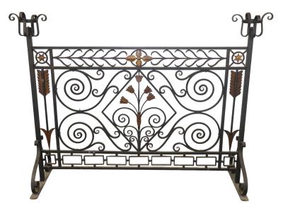 <b>French Forged Iron Fire Screen</b><br> approx. 40.25 tall x 56.5 wide x 16 inches deep<br> circa 19th cen., France
