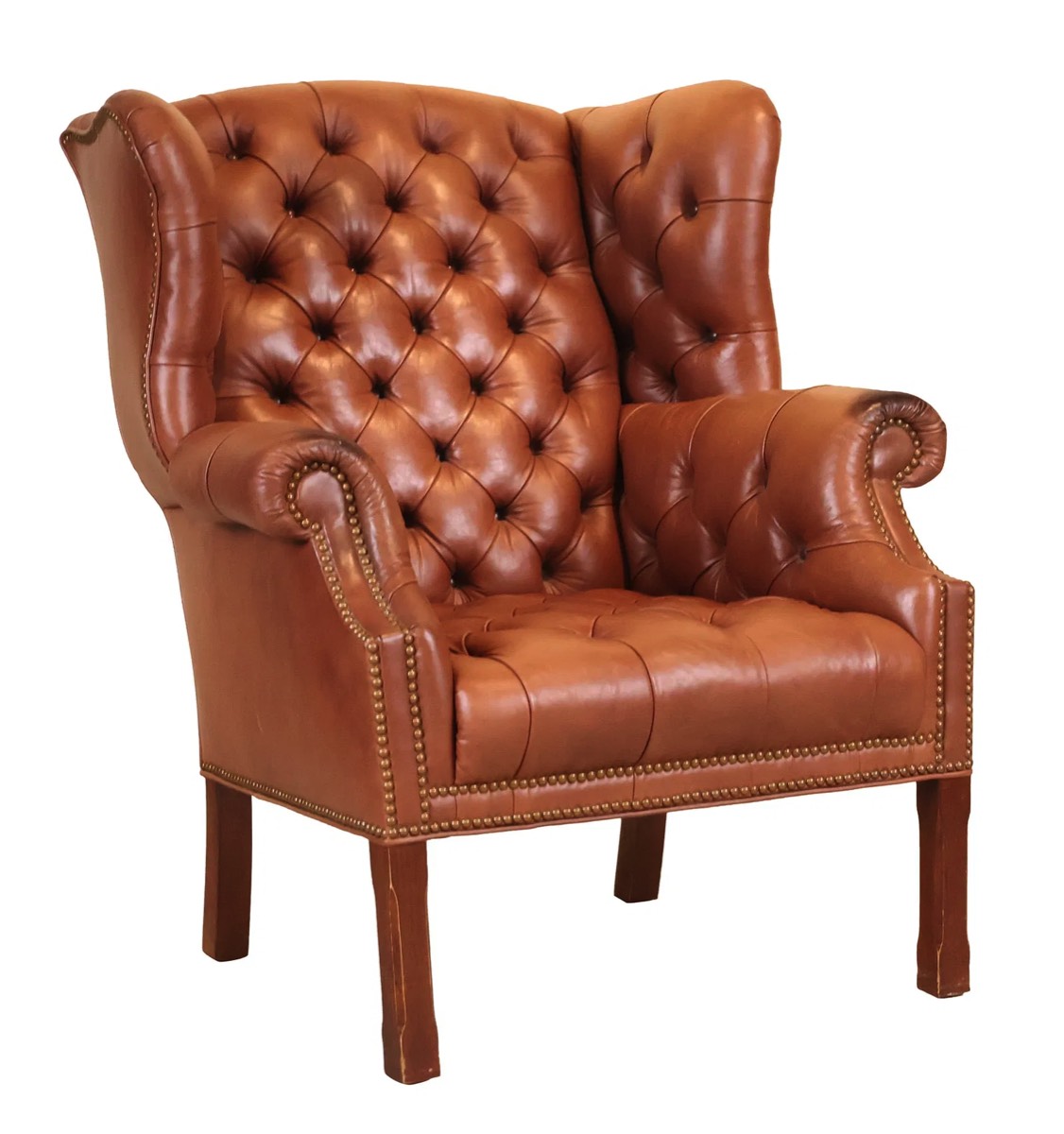 <b>Tufted Leather Wingback Chair</b><br> circa late-20th cen., USA