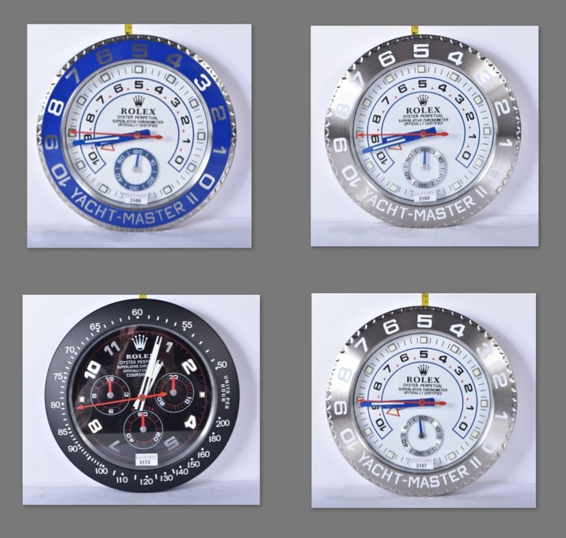 <b>Rolex Dealer Wall Clocks</b><br> approx. 13.3-inch diam., contemporary