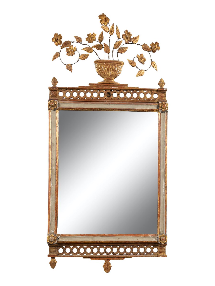 <b>Italian Paint & Parcel Gilt Mirror</b><br>approx. 50.5 x 23 inches<br>circa 1900, Italy