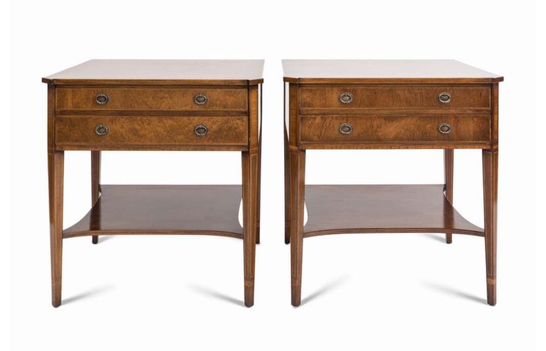 <b>Regency-Style Mahogany Side Tables</b><br>approx. 25. T x 24.5 W x 22 D inches<br>circa 20th cen.