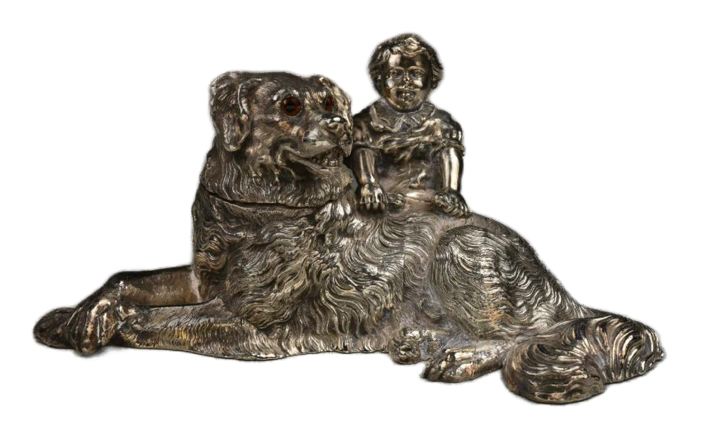<b>Cast Dogform Inkwell</b><br>circa 1900