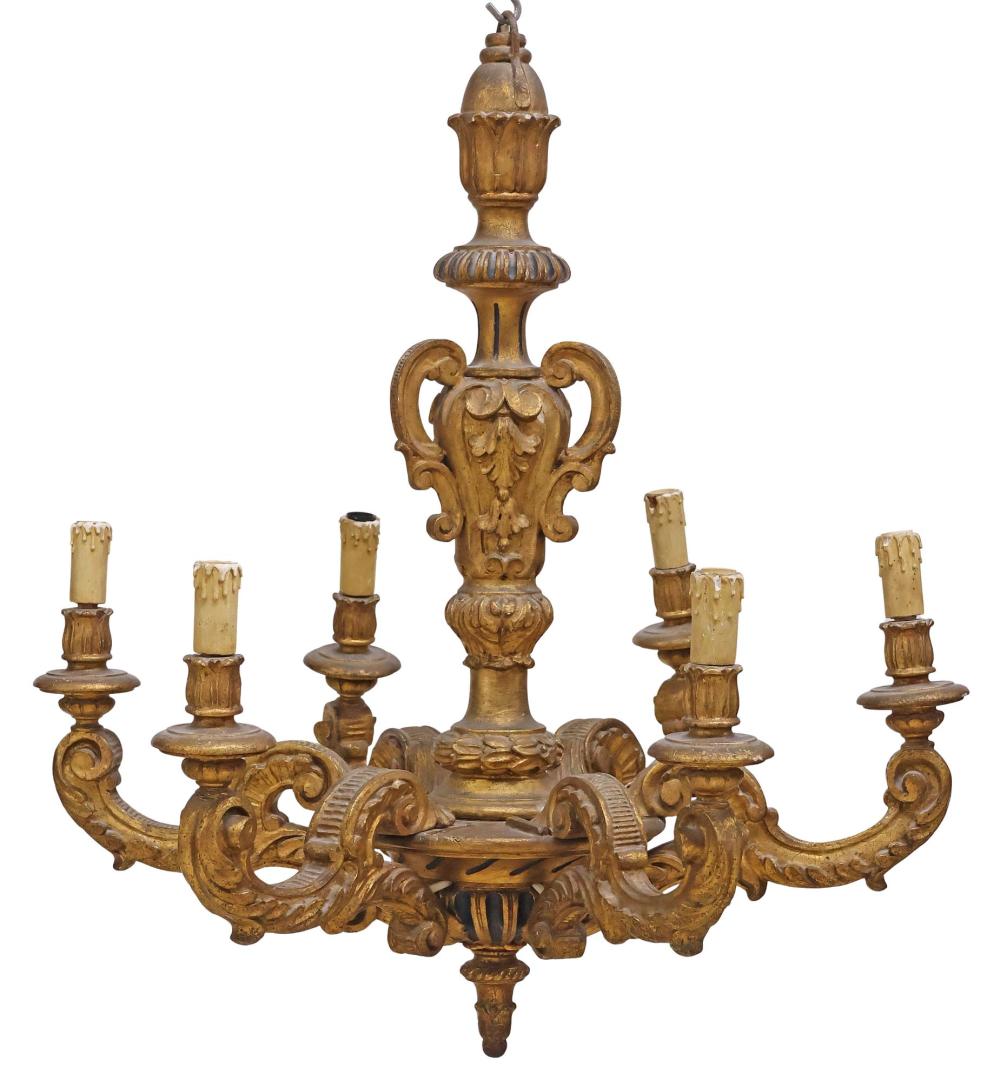 <b>Italian Baroque-Style Chandelier</b>, carved giltwood, approx. 31 x 30