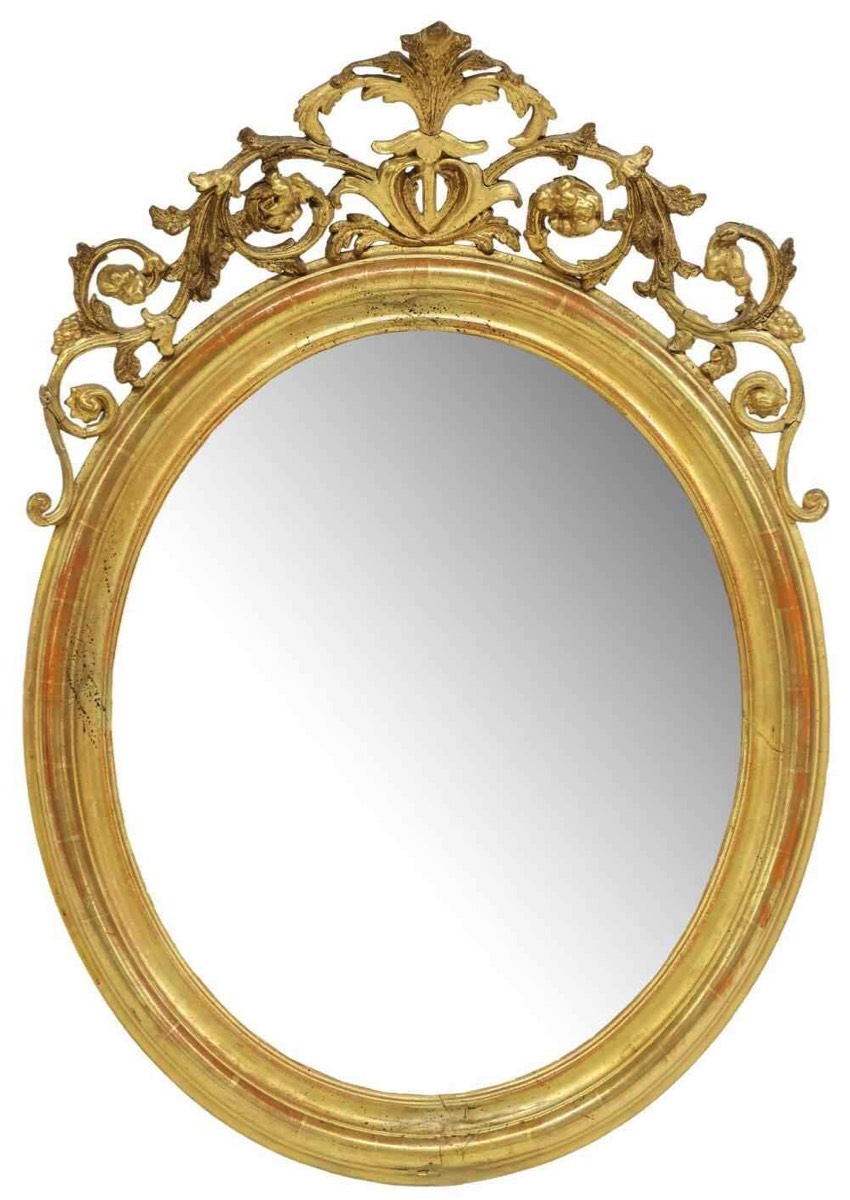 <b>French Louis XV-Style Giltwood Mirror</b><br>approx. 41.25 x 29.25 inches<br>circa 19th cen., France 